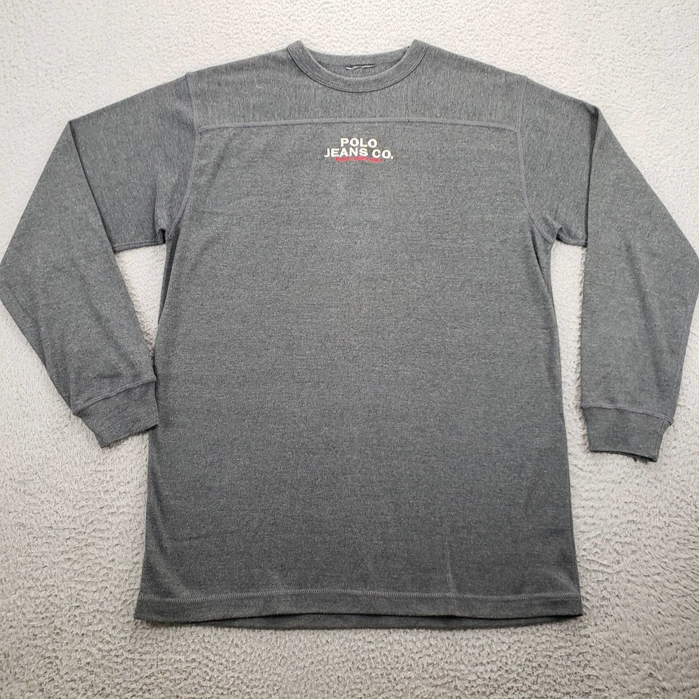 Polo Jeans Co Ralph Lauren Sweater Mens XL Gray Long Sleeve Classic Crew Neck